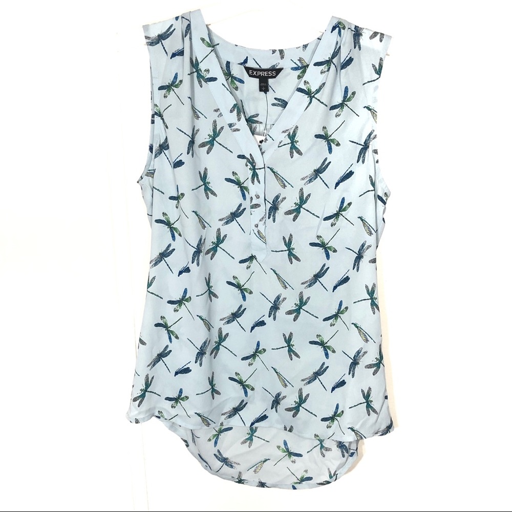 EXPRESS | Portofino Dragonfly Career Blouse S NWT - Picture 1 of 5